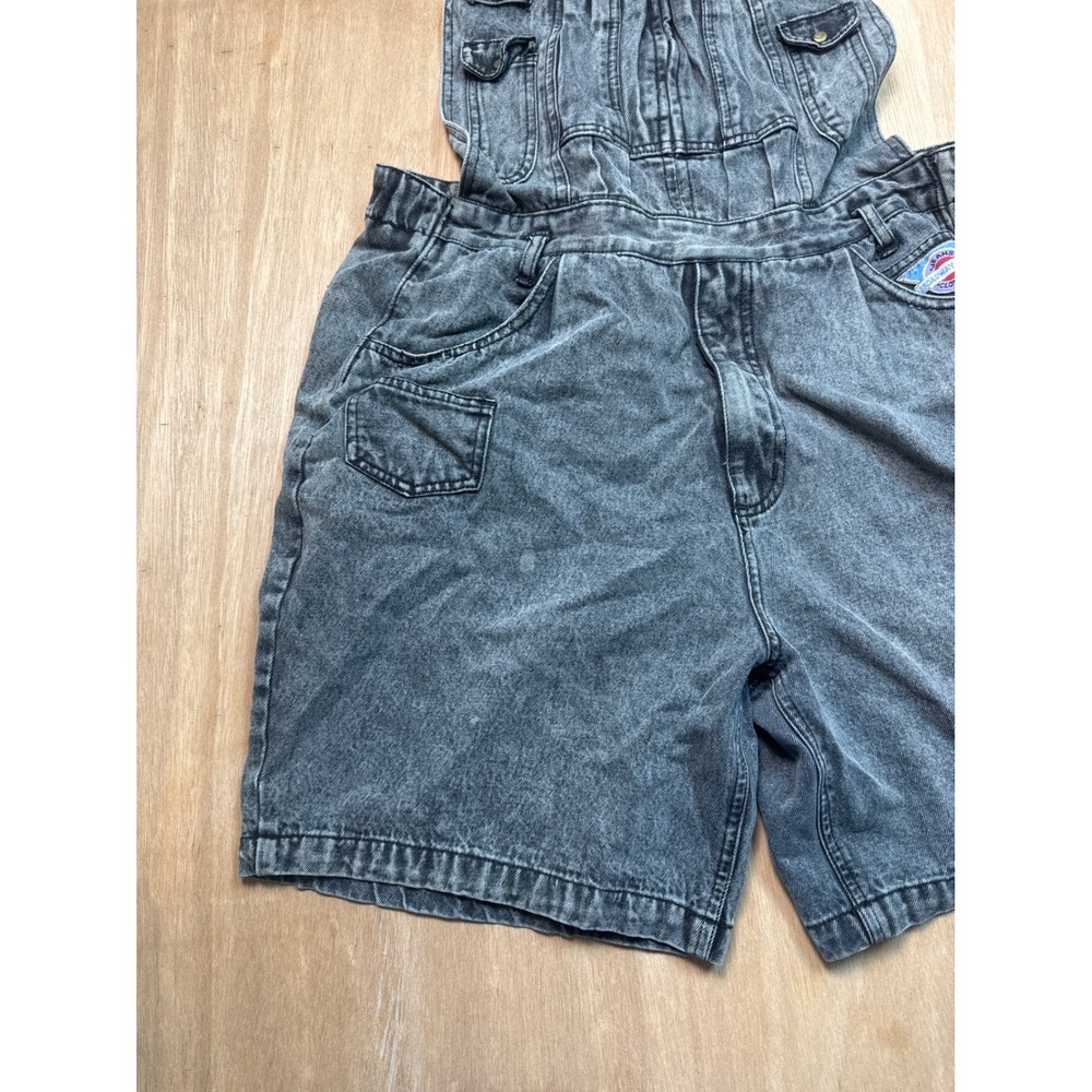 Vintage Broadway Blues Womens XL Black Acid Wash Denim Overalls Shortalls Y2K - Picture 2 of 8